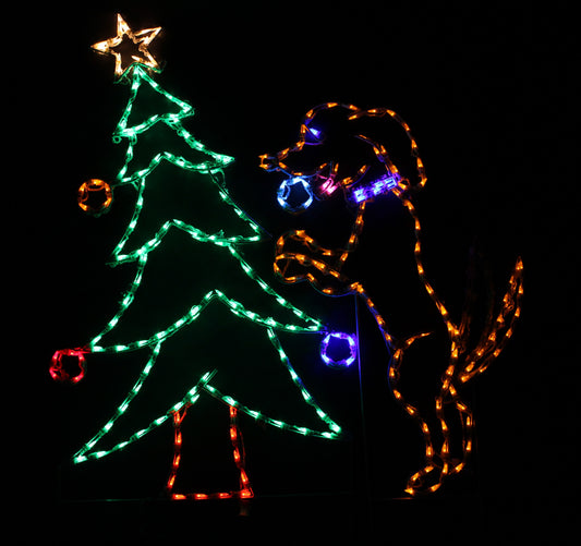 Dog Decorating Christmas Tree Animated