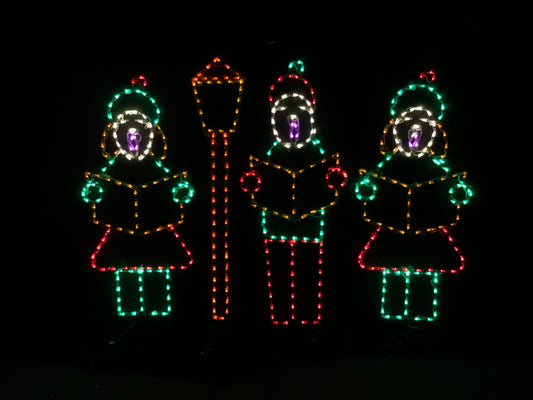Carolers with Lamp Post 4 Piece Set