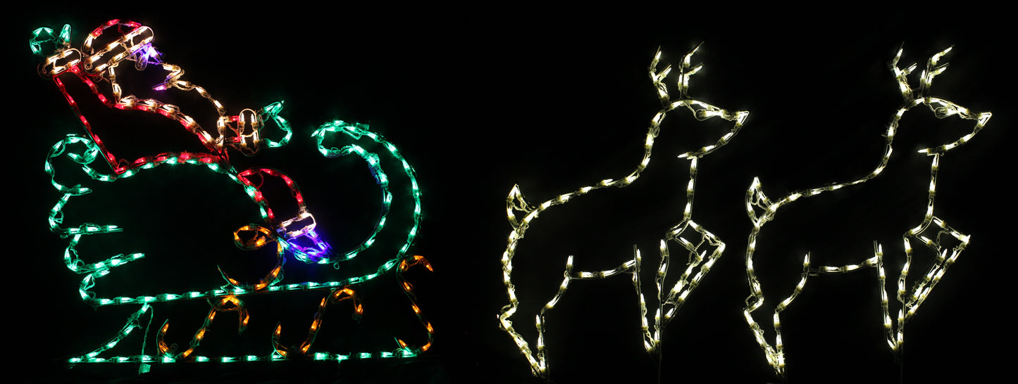Santa in Medium Sleigh with 2 Deer