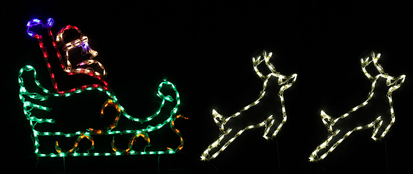 Santa in Small Sleigh with 2 Deer