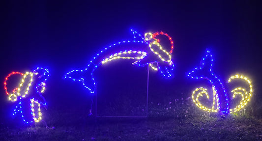 3 PC Animated Jumping Dolphin with Santa Hat