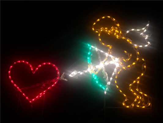 Animated Cupid with Bow Shooting Arrow Through Heart