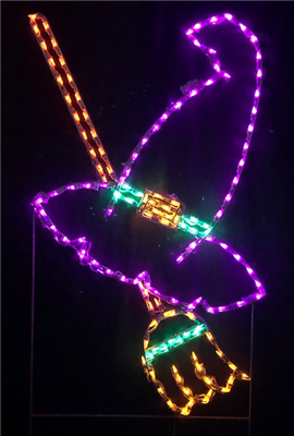 Halloween Broom with Witch's Hat