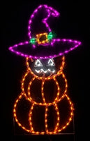 Halloween Stacked Pumpkins with Witch's Hat