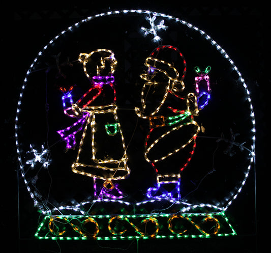 Animated Winter Snow Globe with Santa and Mrs. Claus