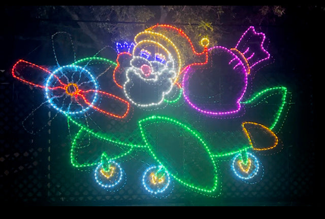 Animated Whimsical Santa Claus Driving Airplane