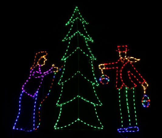 Couple Decorating Christmas Tree