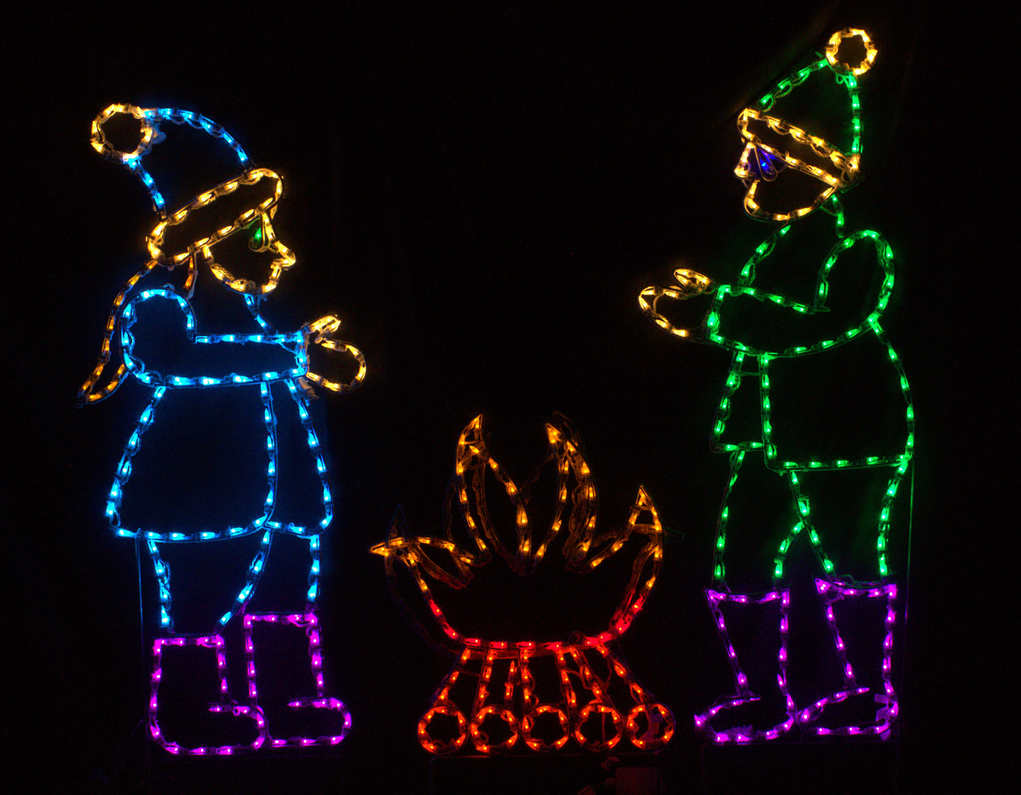 Children Warming Hands on Animated Fire