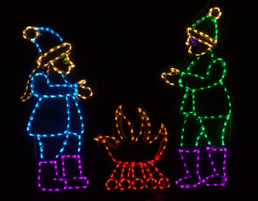 Children Warming Hands on Animated Fire