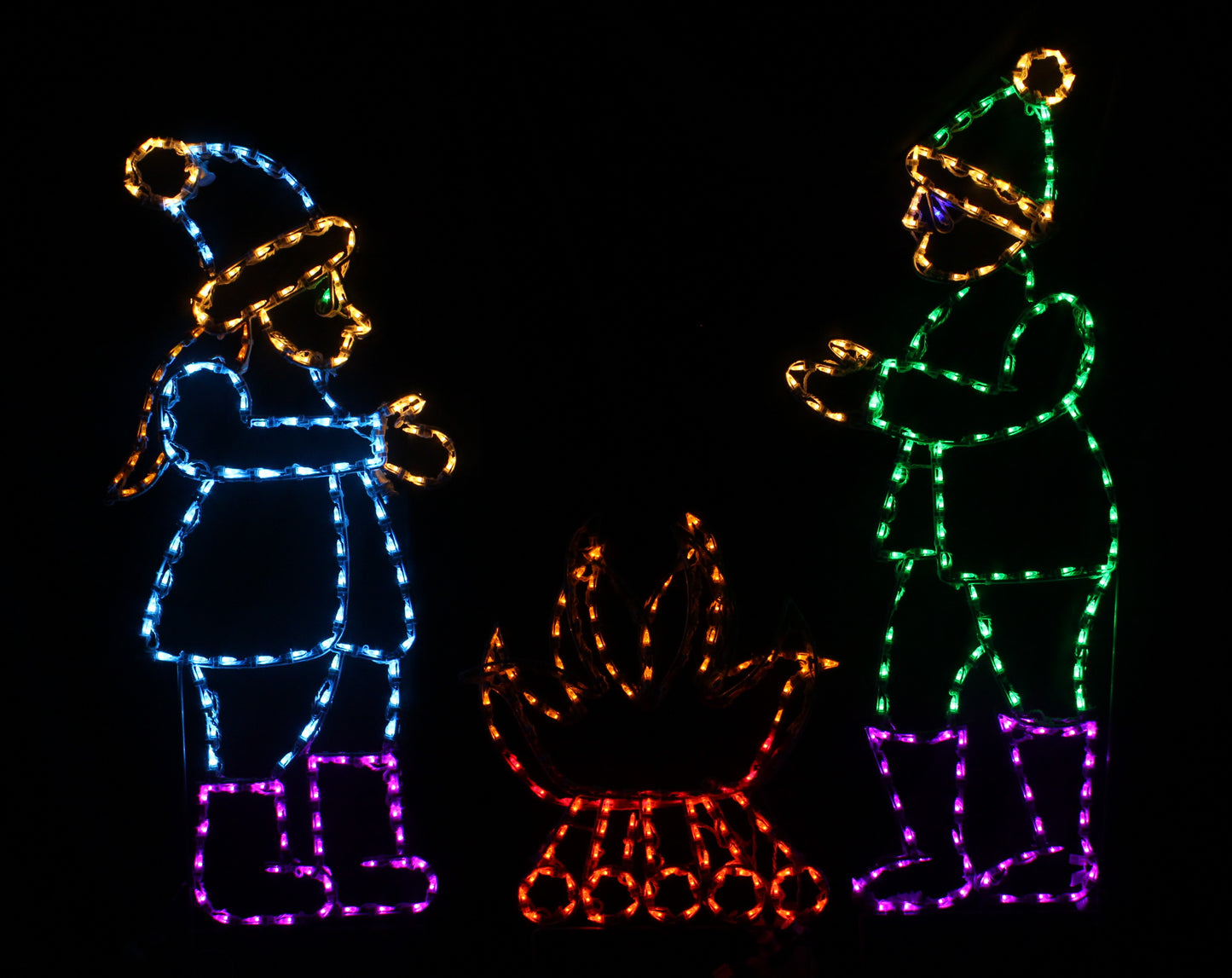 Children Warming Hands on Animated Fire