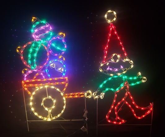 Elf with Cart of Ornaments