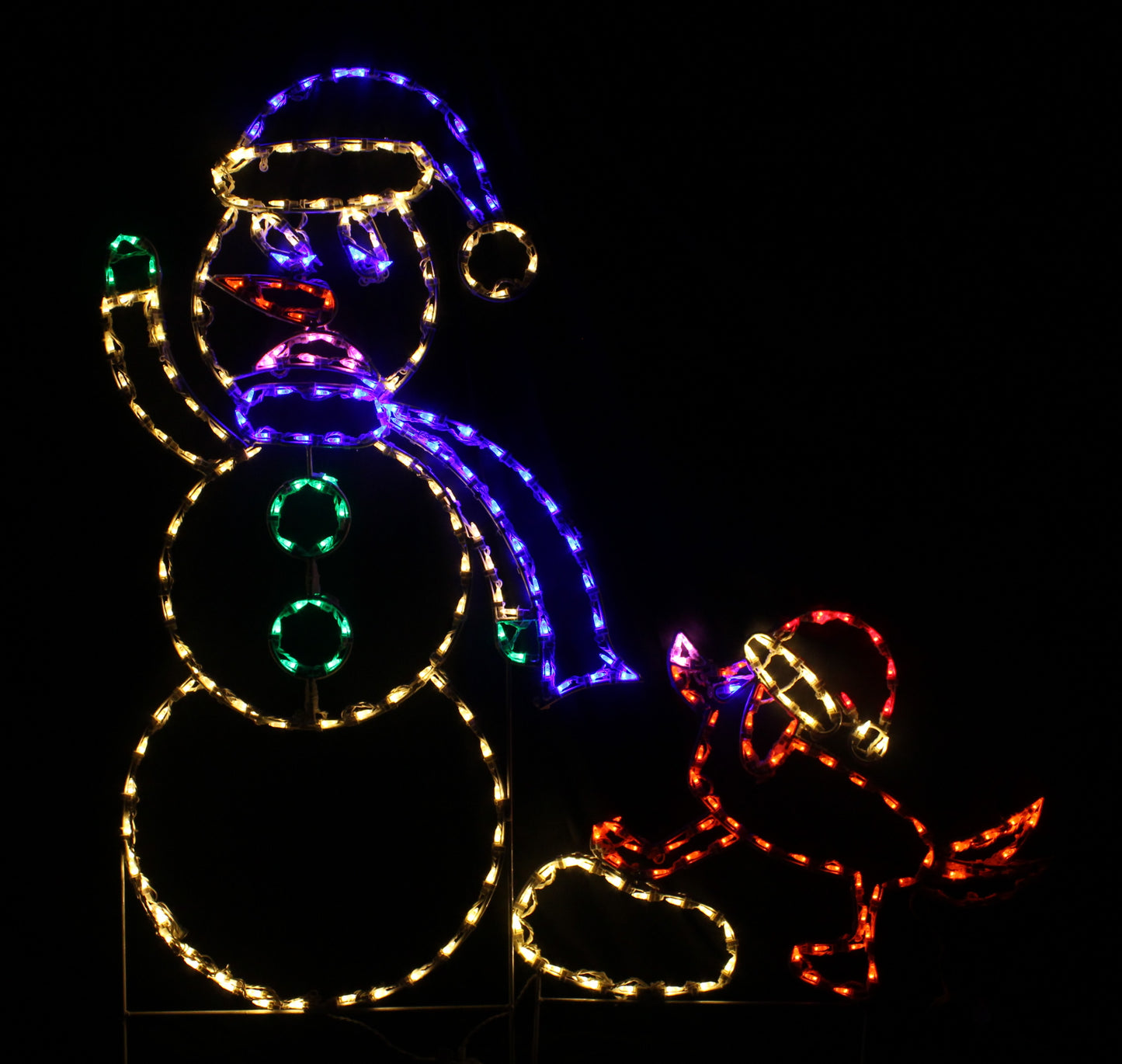 Animated Dog Pulling Snowman By Scarf