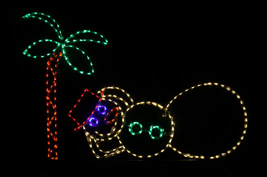 Snowman Relaxing Under Palm Tree