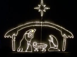 Warm White Nativity Shelter with Star and Large 3 PC Nativity