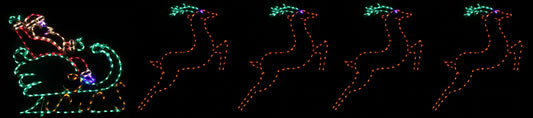 Santa in Sleigh with 4 Leaping Deer